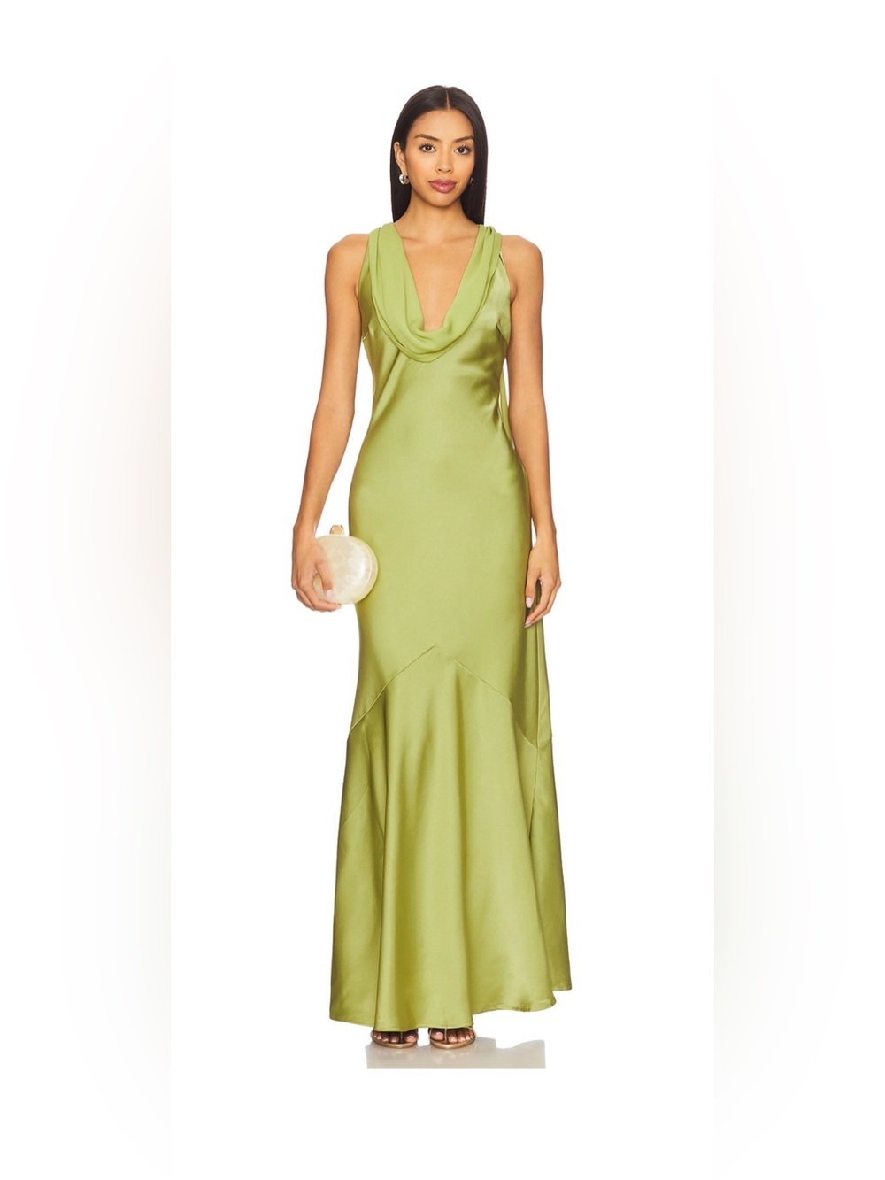 Runaway The Label X Revolve Gabriella Cowl Neck Evening Gown - Olive (XS) NWT!